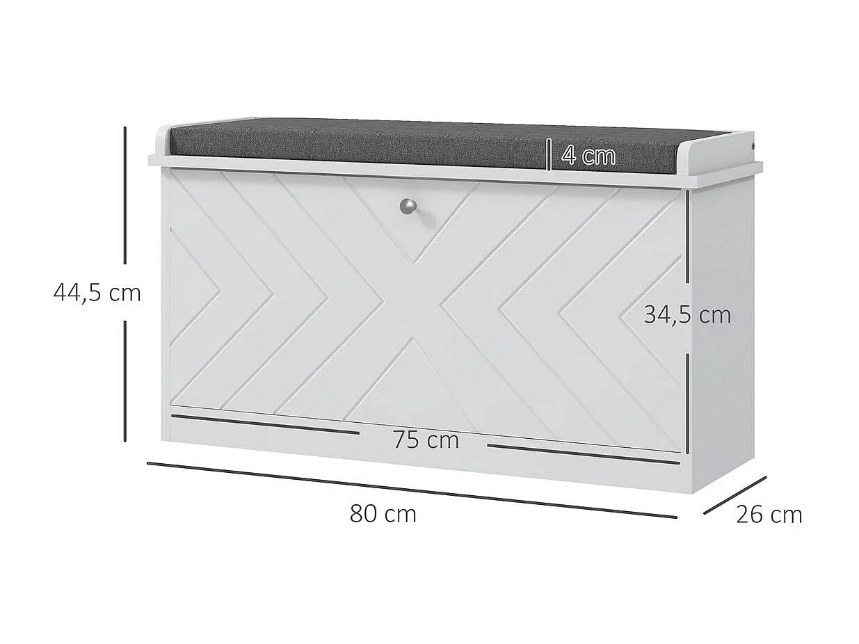 Banco zapatero Lucy Homcom 8 pares de zapatos blanco 44,5x80x26 cm