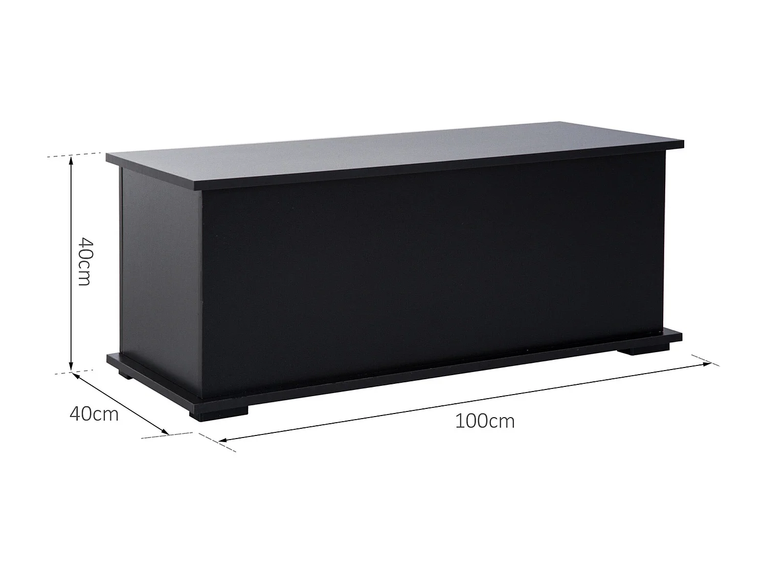 HOMCOM Baú de Armazenamento de Madeira Preto - Banco Multifuncional para Sala e Quarto, 60kg, 100x40x40 cm