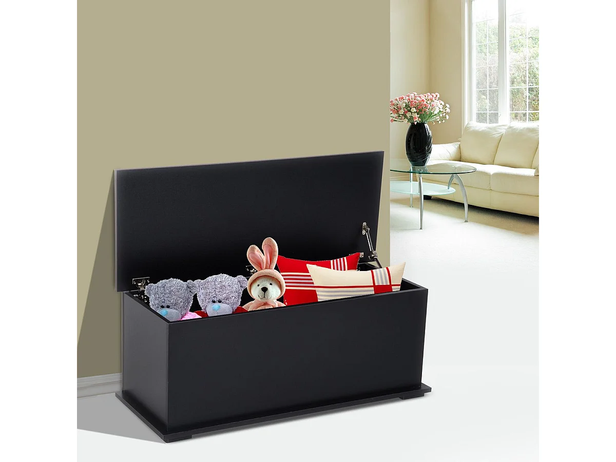 Baúl de almacenamiento Amatista tapa abatible negro 40x100x40 cm