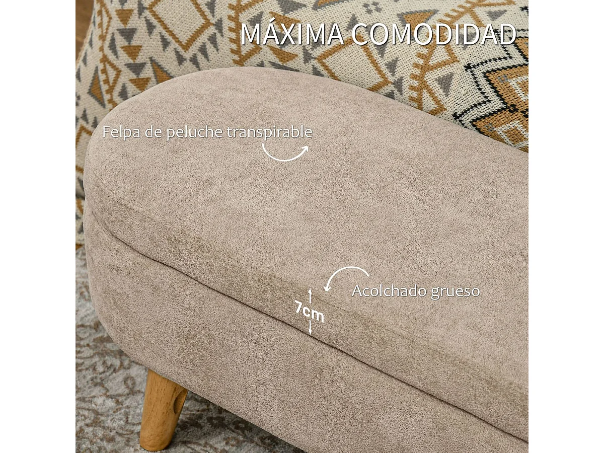Banco de almacenaje Lavanda Homcom con patas asiento acolchado beige 43x110x40 cm