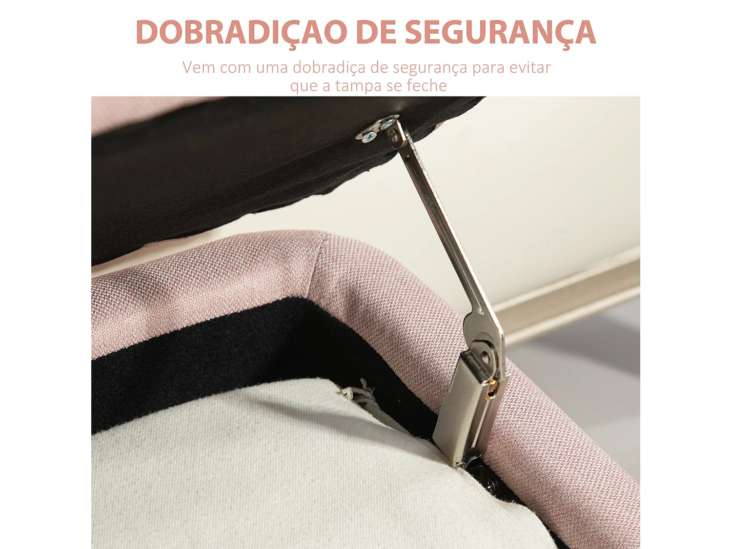 Banco de almacenaje Lina Homcom tapa abatible rosa 44,5x101x38,5 cm