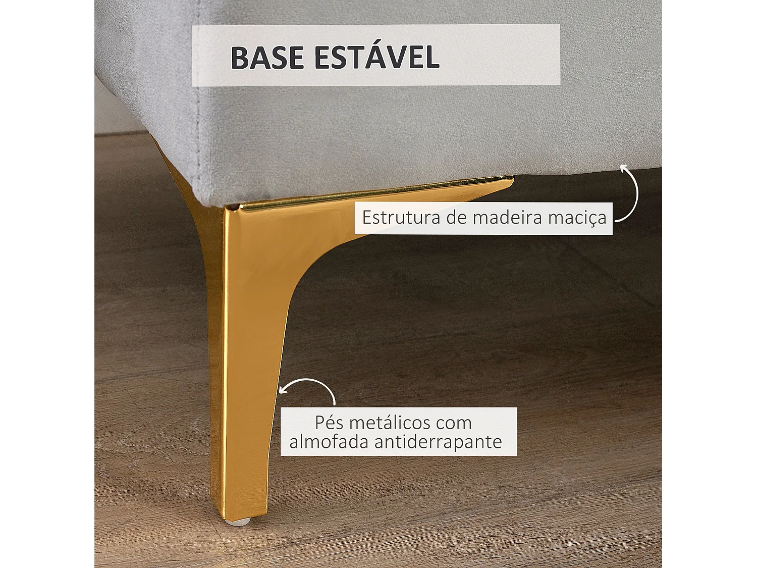 Banco Ashma Homcom acolchado con patas gris 42x118x45 cm