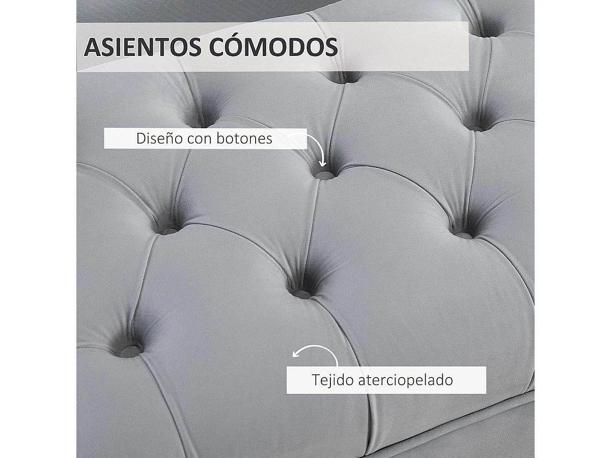 Banco Ashma Homcom acolchado con patas gris 42x118x45 cm
