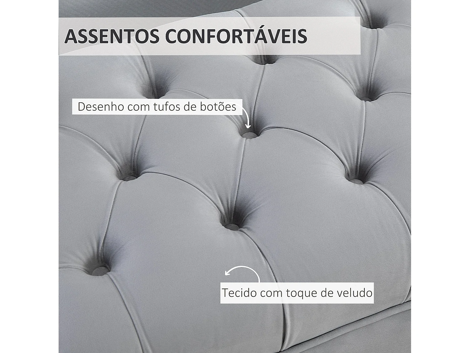 Banco Ashma Homcom acolchado con patas gris 42x118x45 cm
