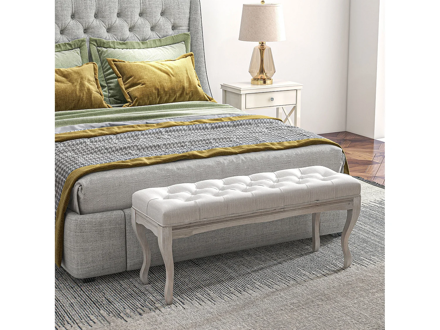 Banco acolchado Trento Homcom 120kg crema 49x110x37 cm