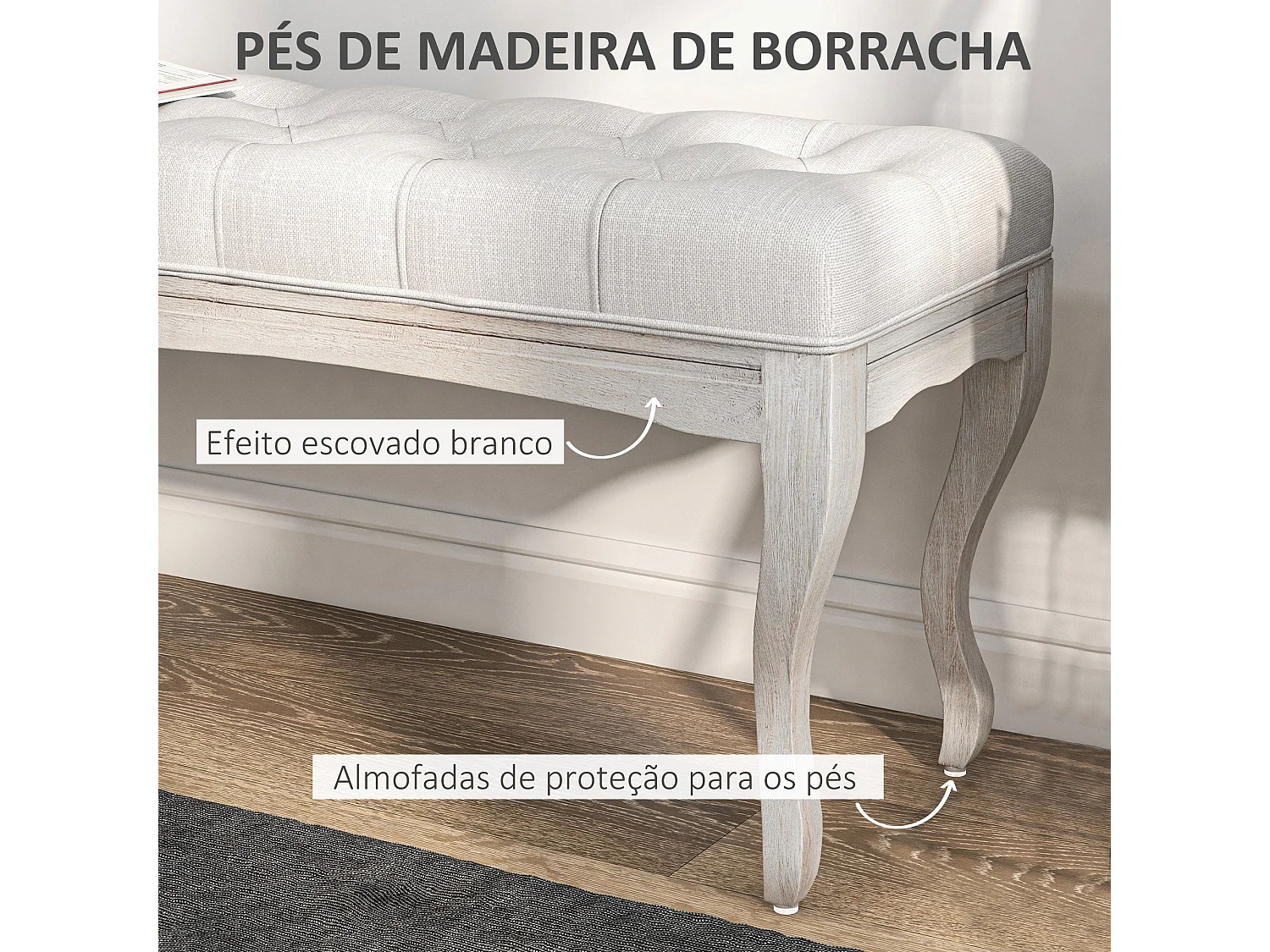 Banco acolchado Trento Homcom 120kg crema 49x110x37 cm