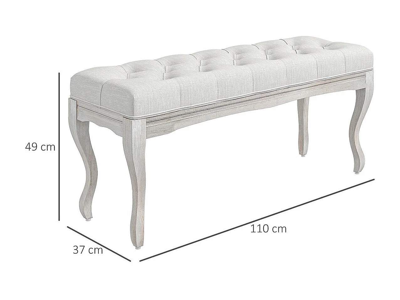Banco acolchado Trento Homcom 120kg crema 49x110x37 cm