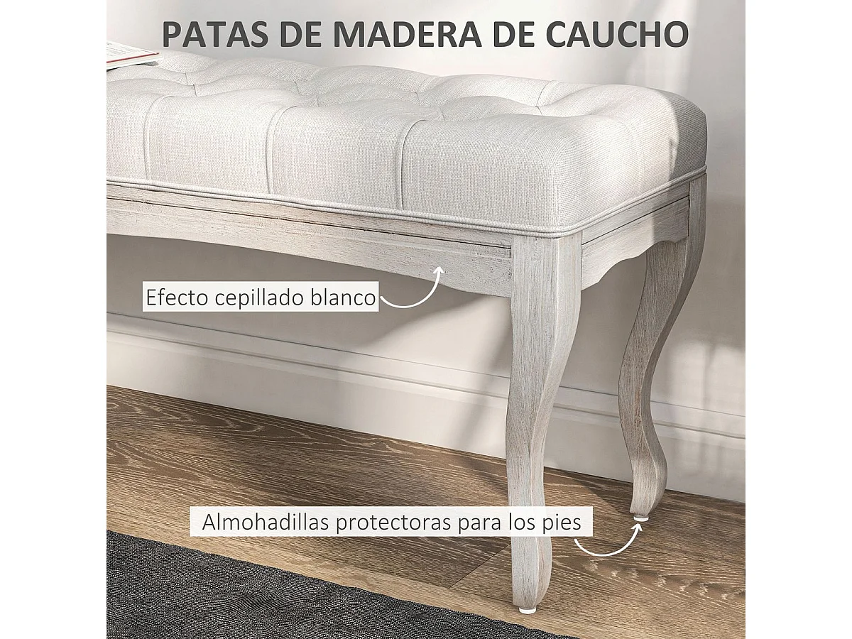 Banco acolchado Trento Homcom 120kg crema 49x110x37 cm