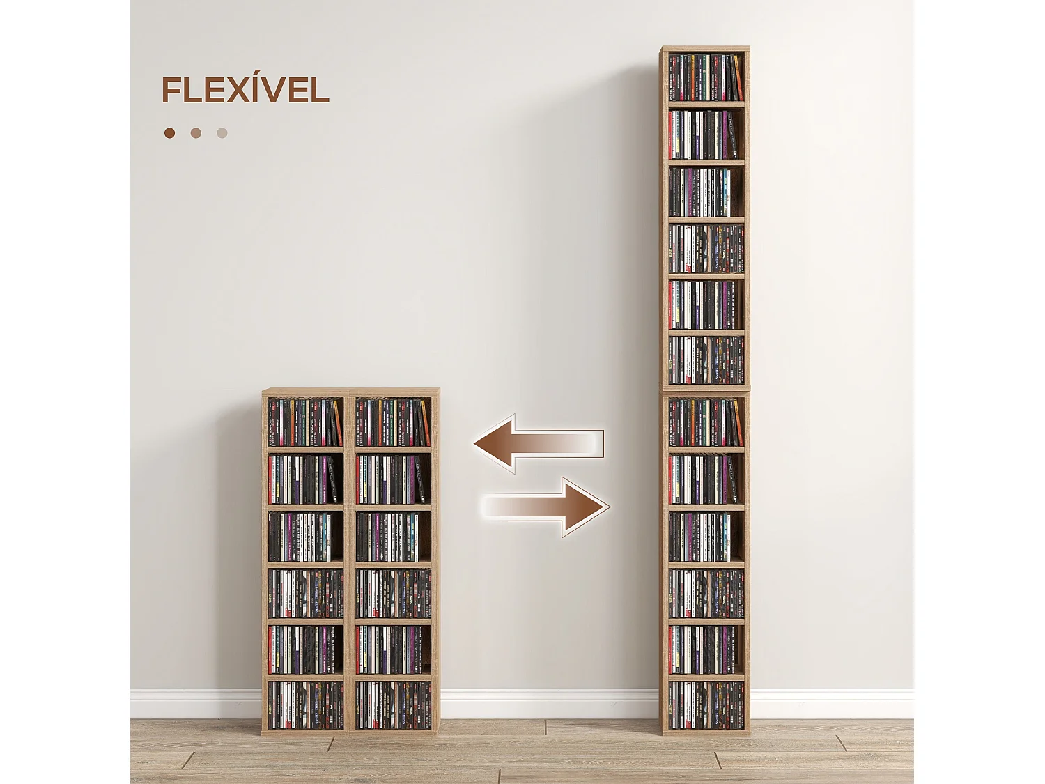 Estante para CD/DVD "Stockholm" - Conjunto de 2 Unidades com 12 Compartimentos Ajustáveis