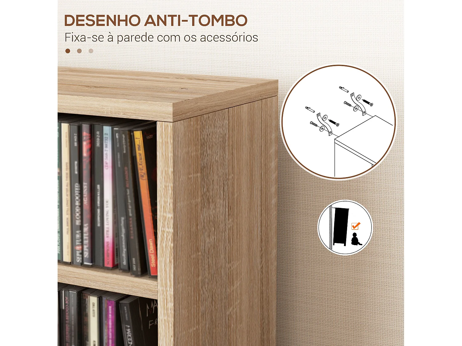 Estante para CD/DVD "Stockholm" - Conjunto de 2 Unidades com 12 Compartimentos Ajustáveis