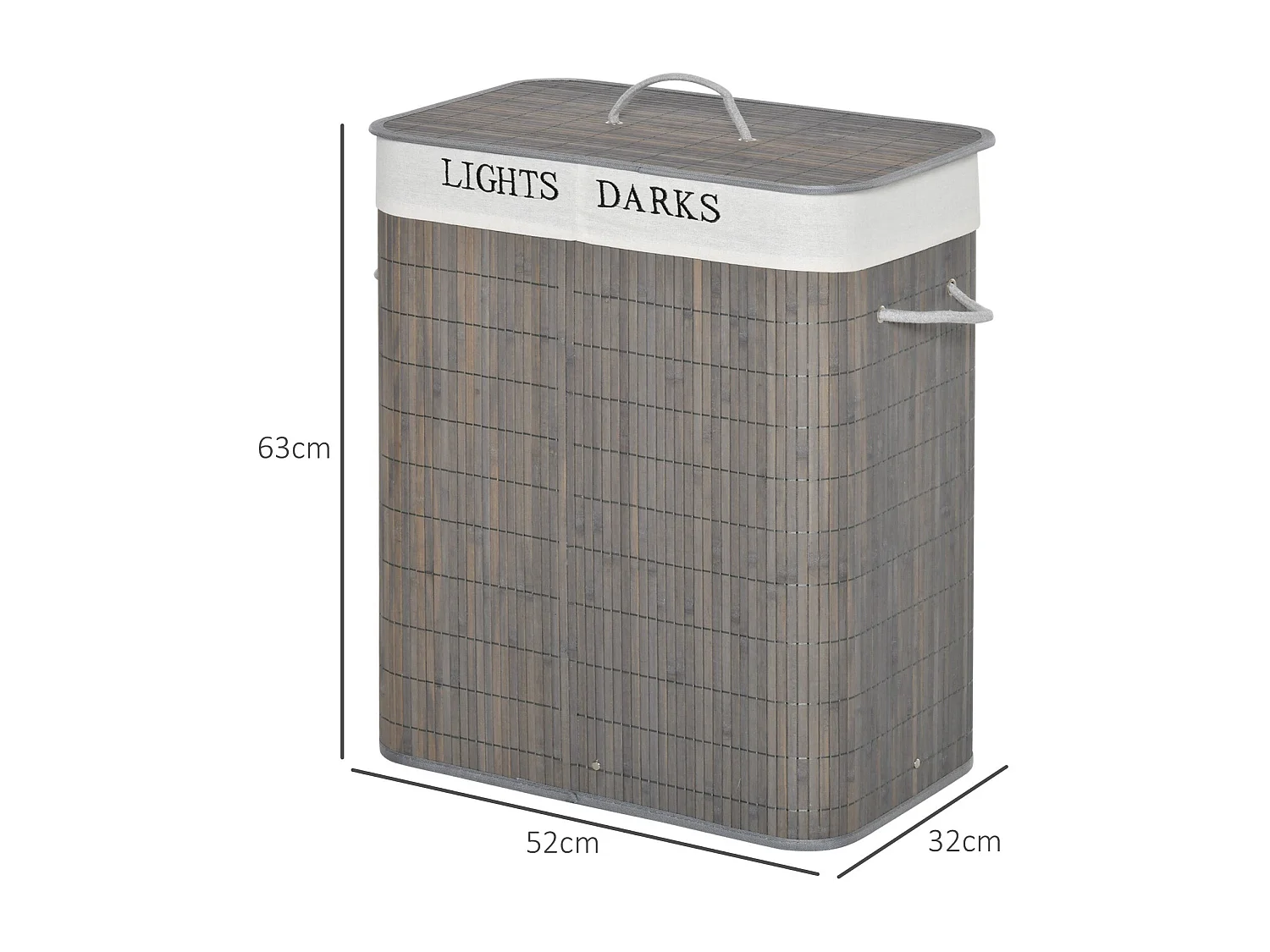 Cesto de Roupa Suja HOMCOM de Bambú com Capacidade de 100L e Tampa Removível - Organizador Prático