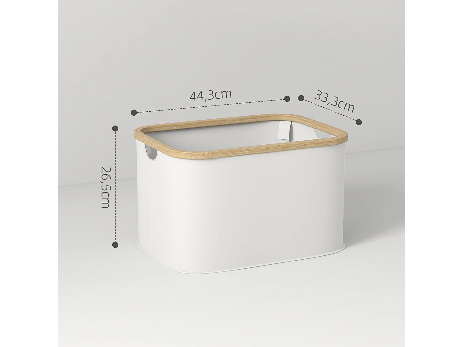 Cesto para la colada Lore Homcom 36L con asas blanco 26,5x44,3x33,3 cm