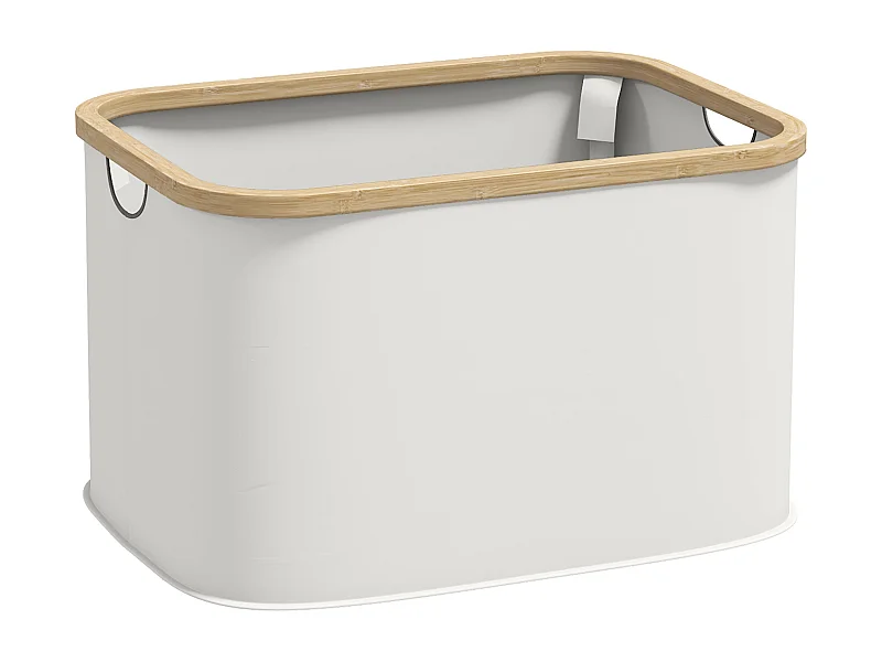 Cesto para Roupa Dobrável HOMCOM 36L com Alças - Creme para Casa de Banho e Lavandaria