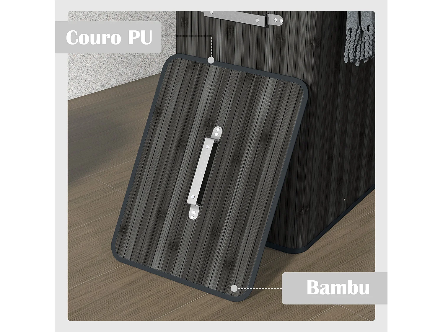 Cesto para ropa sucia Kunzita Homcom plegable con asas gris 60x40x30 cm