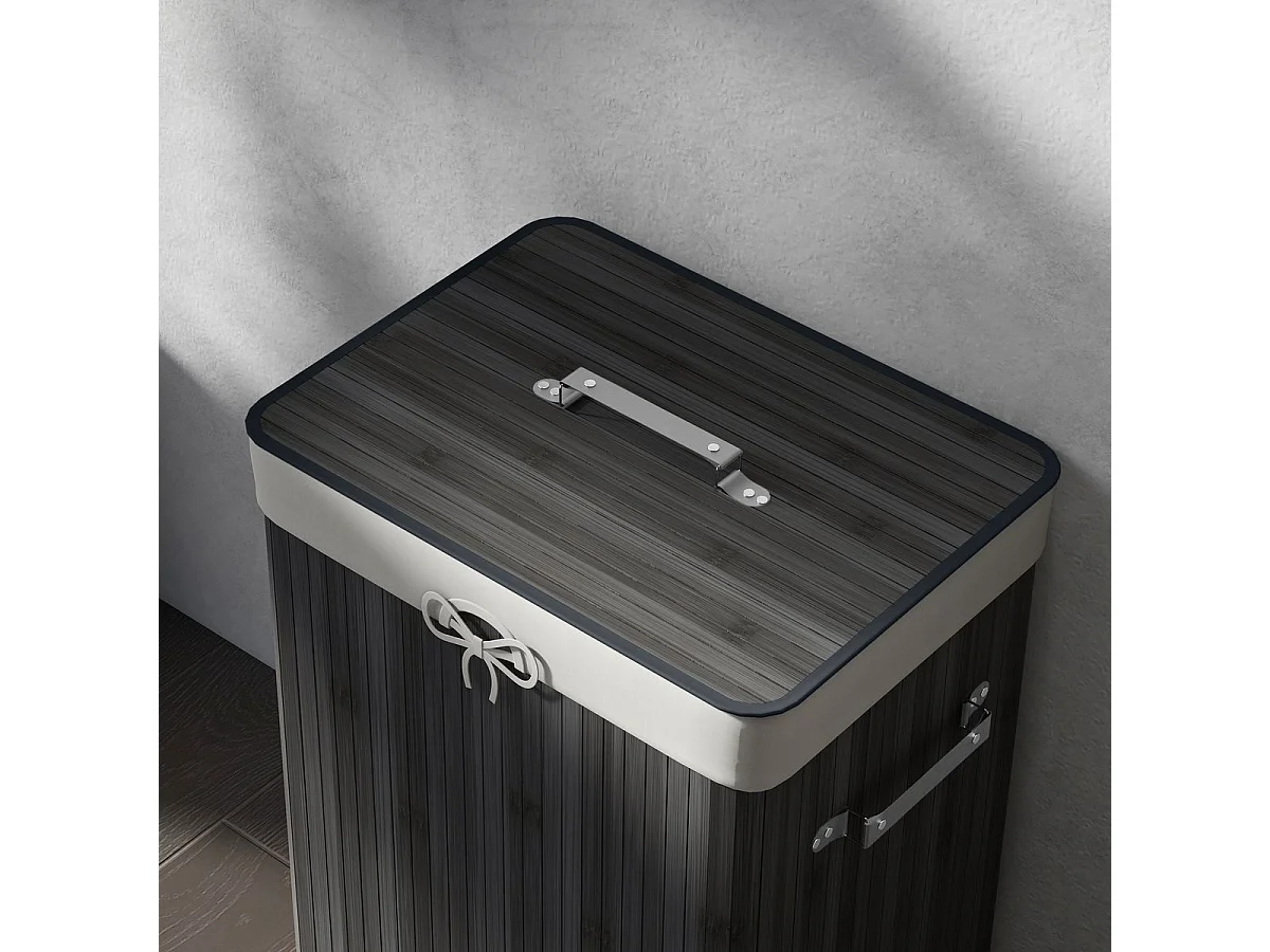 Cesto para ropa sucia Kunzita Homcom plegable con asas gris 60x40x30 cm