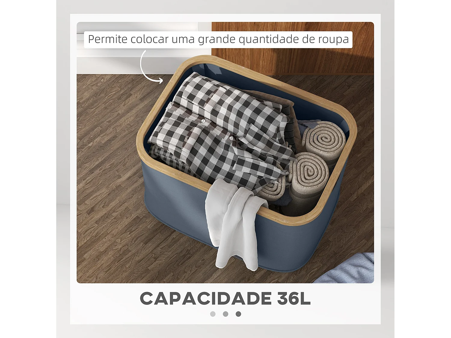 Cesto para Roupa Dobrável HOMCOM 36L - Cinza, Prático e Ecológico para Casa e Lavandaria