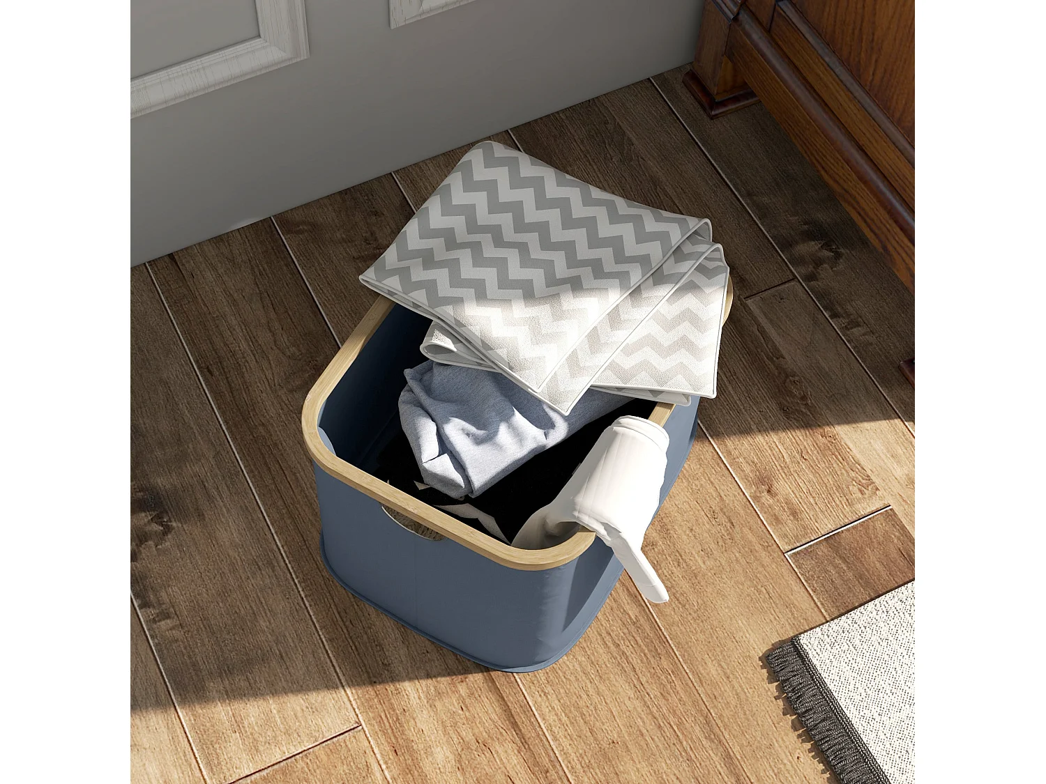 Cesto para Roupa Dobrável HOMCOM 36L - Cinza, Prático e Ecológico para Casa e Lavandaria