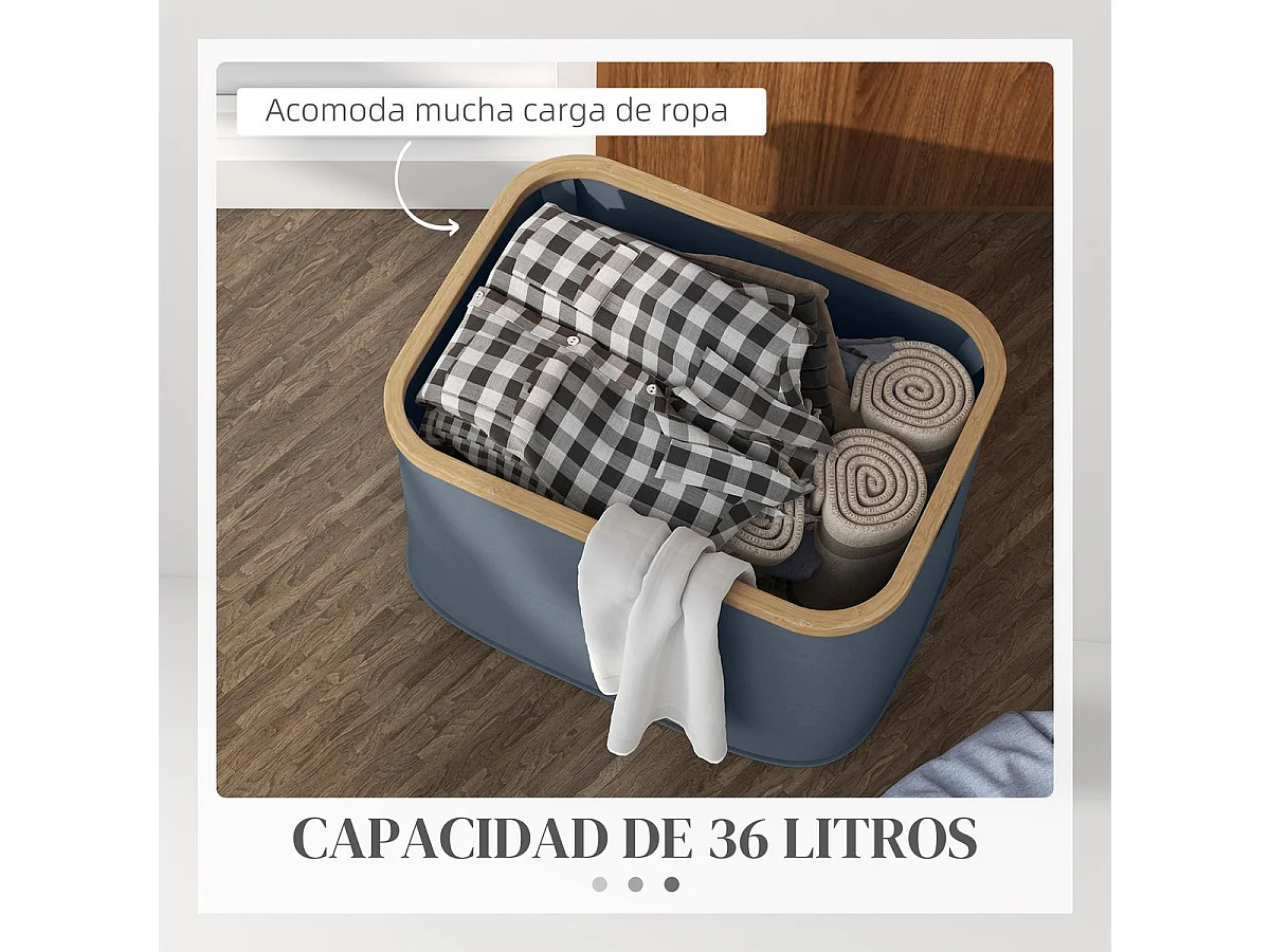 Cesto para Roupa Dobrável HOMCOM 36L - Cinza, Prático e Ecológico para Casa e Lavandaria