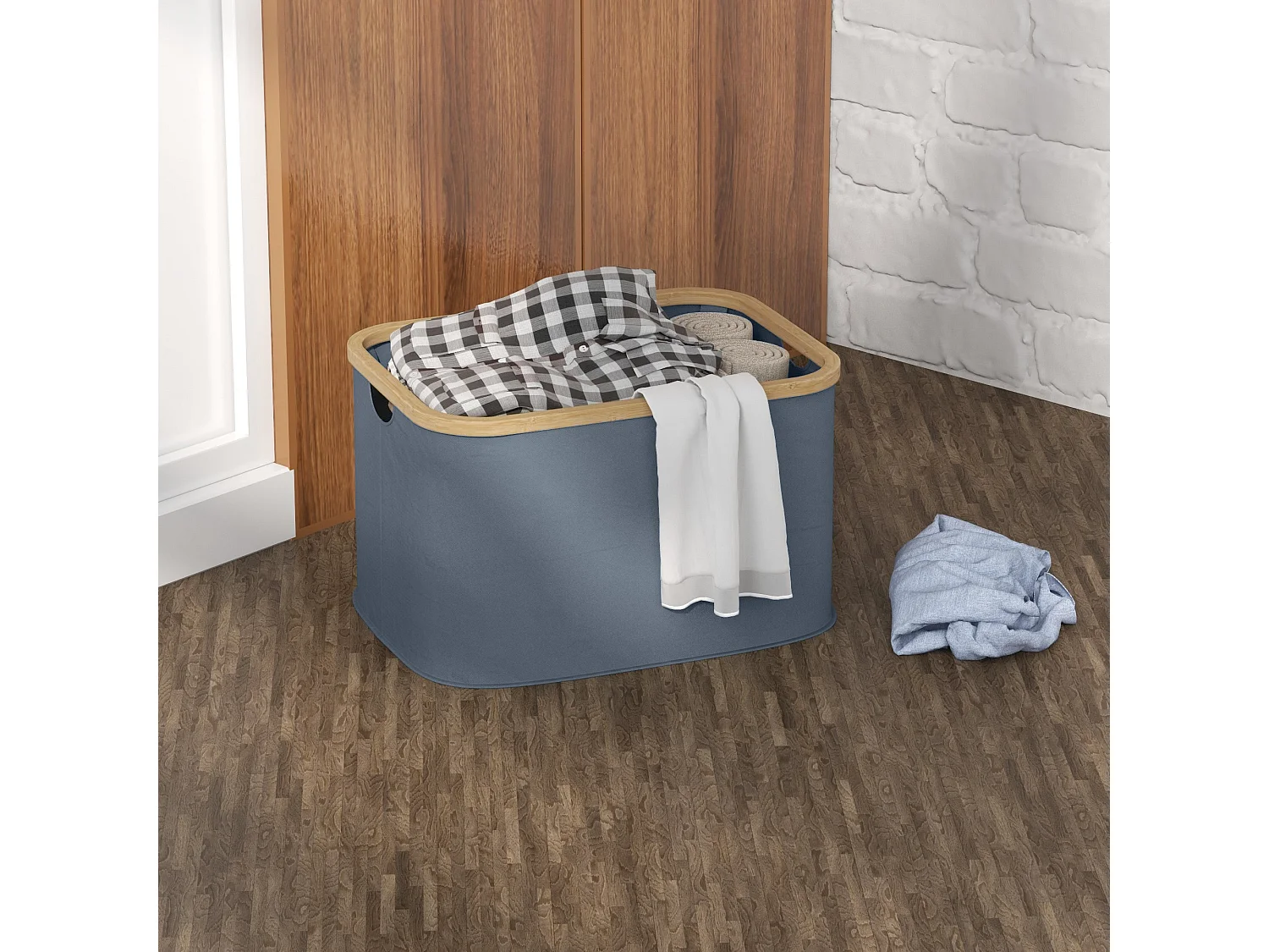 Cesto para la colada Lore Homcom 36L con asas azul 26,5x44,3x33,3 cm