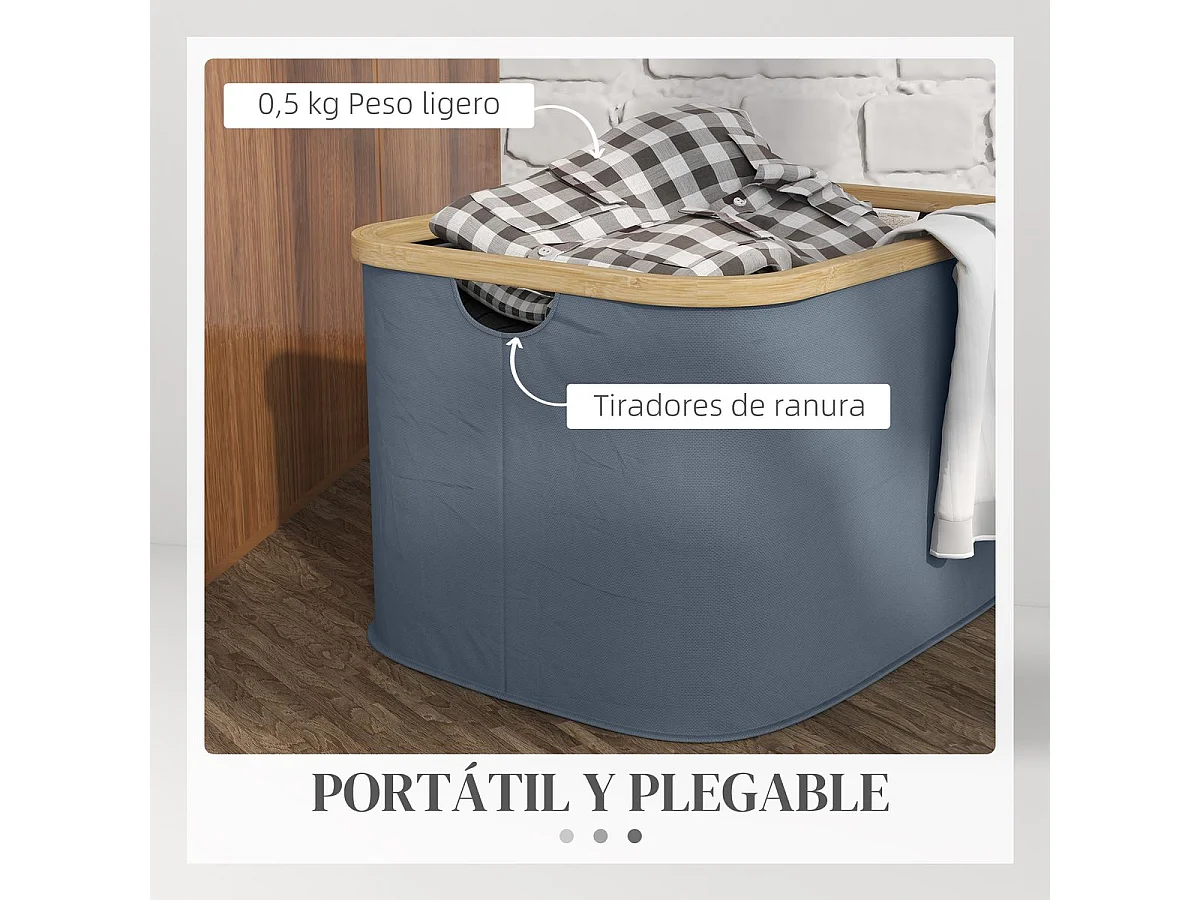Cesto para la colada Lore Homcom 36L con asas azul 26,5x44,3x33,3 cm