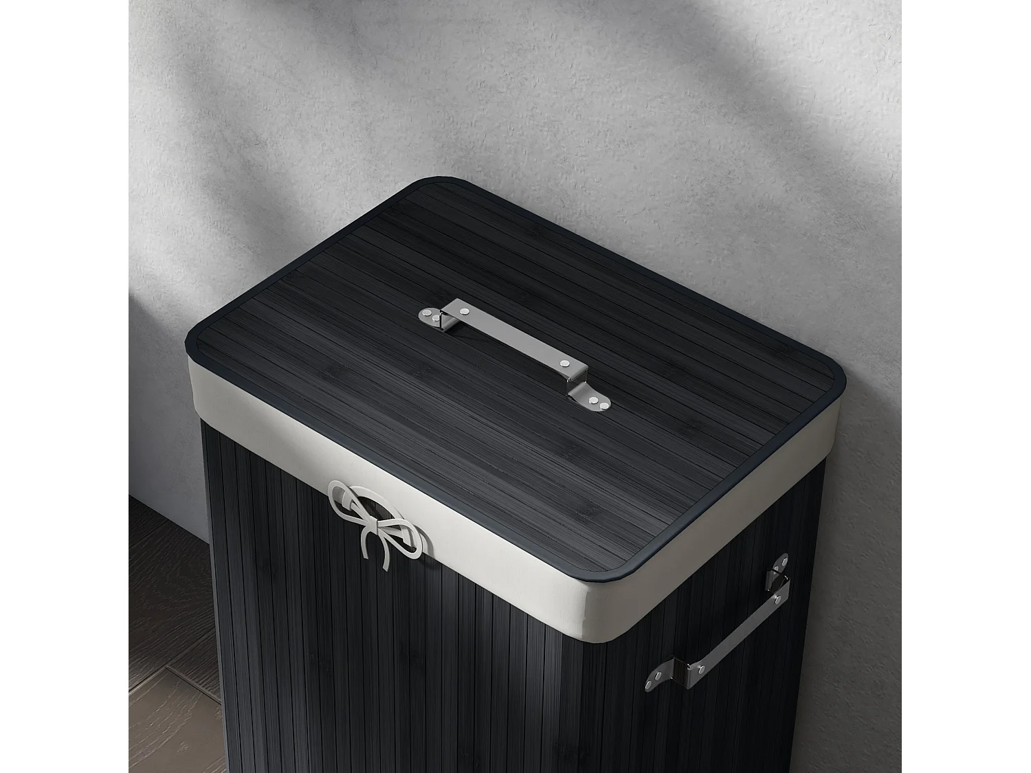 Cesto para ropa sucia Kunzita Homcom plegable con asas negro 60x40x30 cm