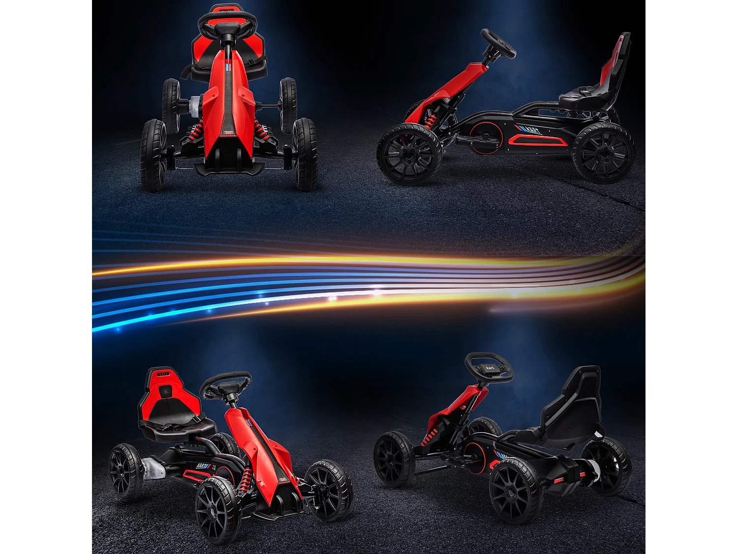 HOMCOM Kart Elétrico Infantil 12V para Crianças de 3 a 8 Anos com Velocidade Ajustável e Cinto de Segurança