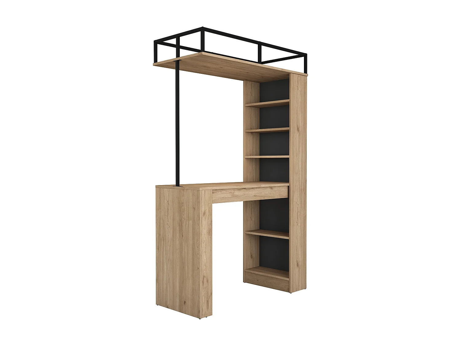 Mesa de Bar Moderna "Jane" com Estante em Nogueira e Preto - 120x198x55 cm