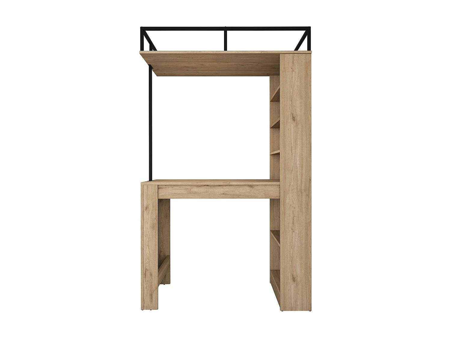 Mesa de Bar Moderna "Jane" com Estante em Nogueira e Preto - 120x198x55 cm