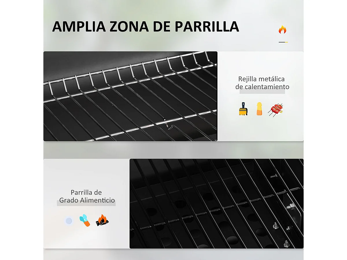 Barbacoa de carbón Jay tapa + termostato + ruedas negro 108x113x65 cm