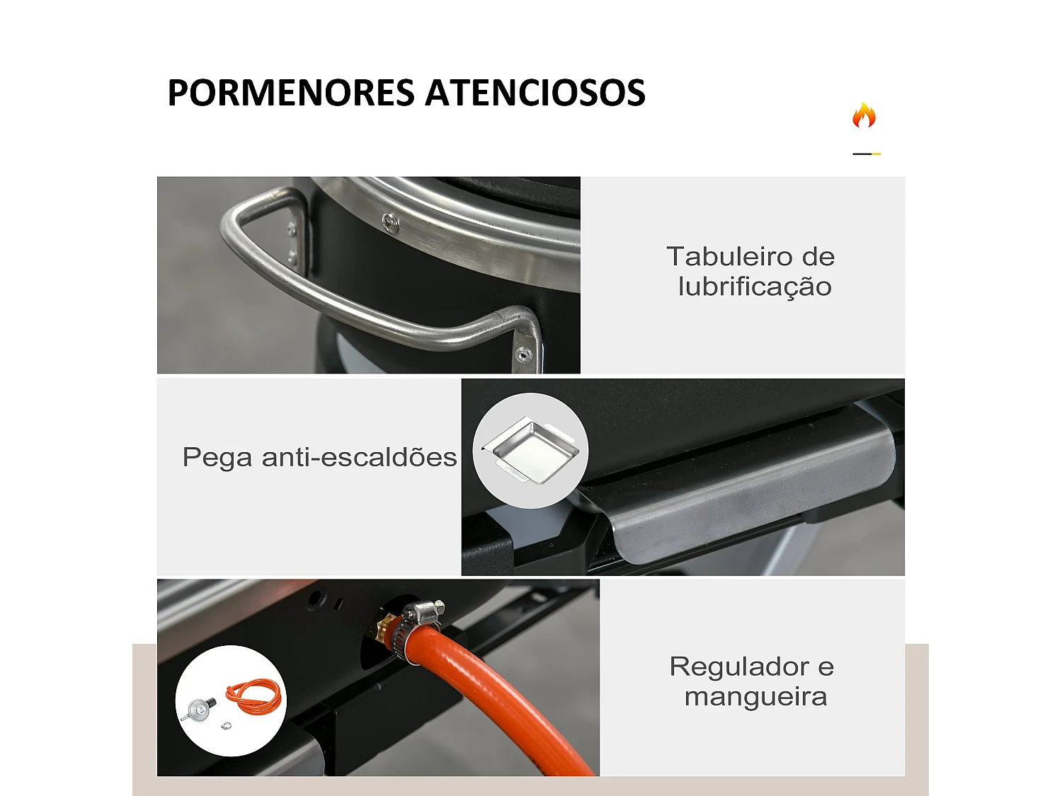 Churrasqueira a Gás Dobrável Outsunny com 2 Queimadores e Mesas Laterais para Camping