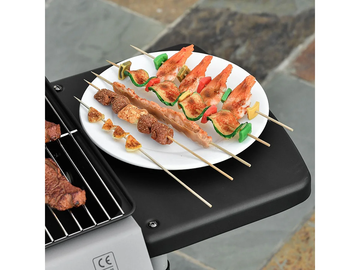 Barbacoa de gas Outsunny 2 quemadores 5,6kW con ruedas negro 99x104x49 cm