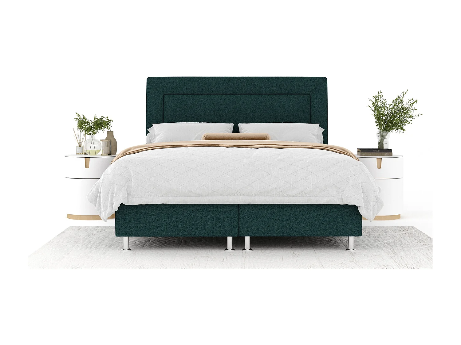 Boxspringbett aus Webstoff Laguno - Matratze - Toppermatratze - 200x200 cm - grün
