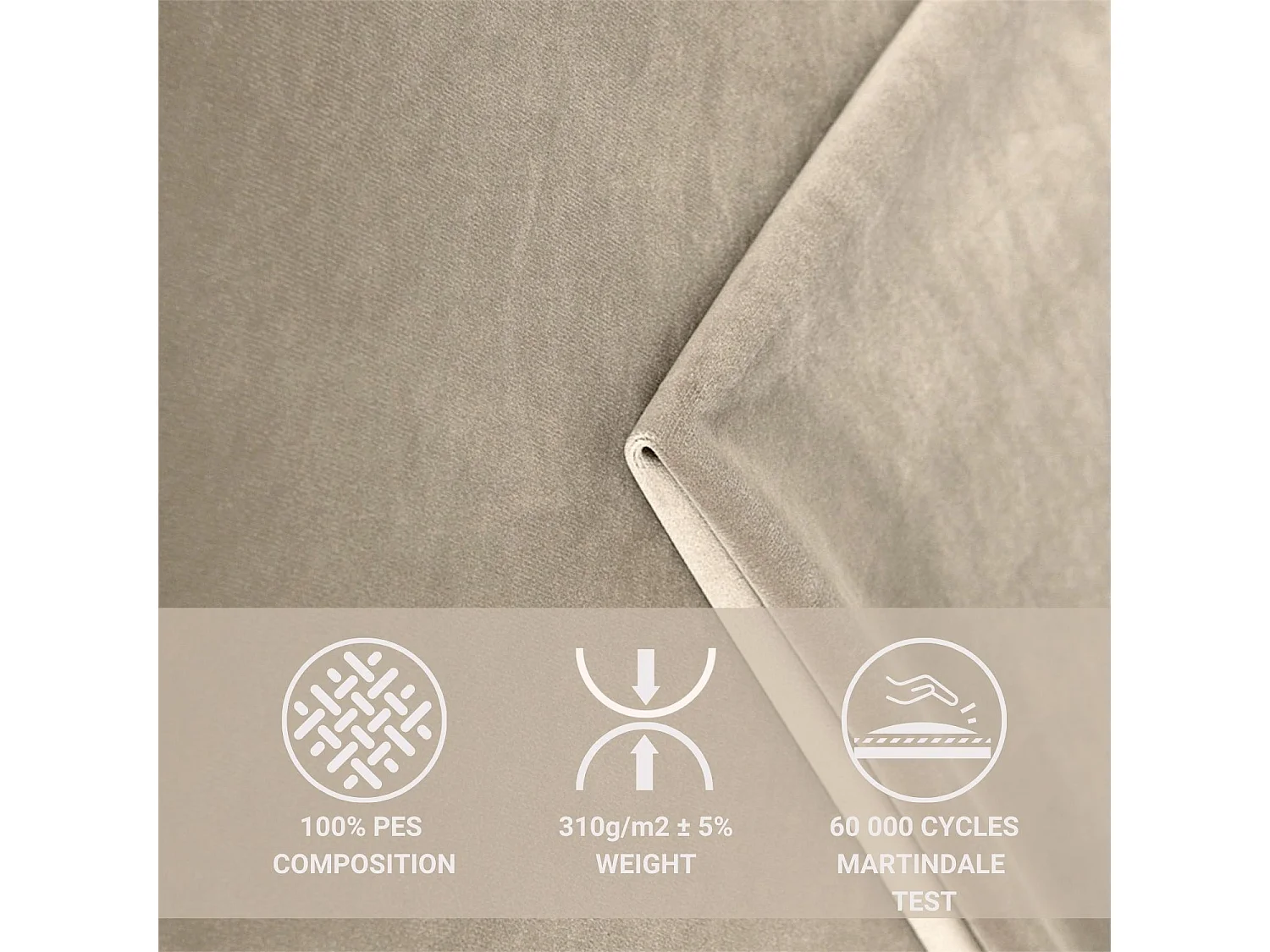 Boxspringbett aus Samtstoff Chermin - Matratze - Toppermatratze - 160x200 cm - beige