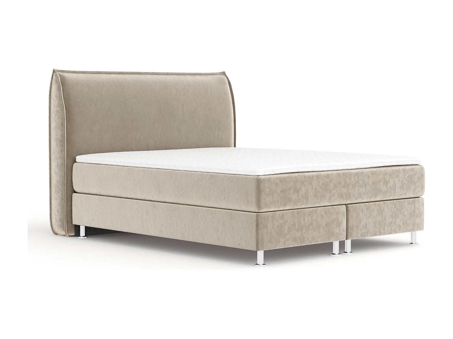 Lit boxspring en tissu velours Chermin - matelas - surmatelas - 160x200 cm - beige