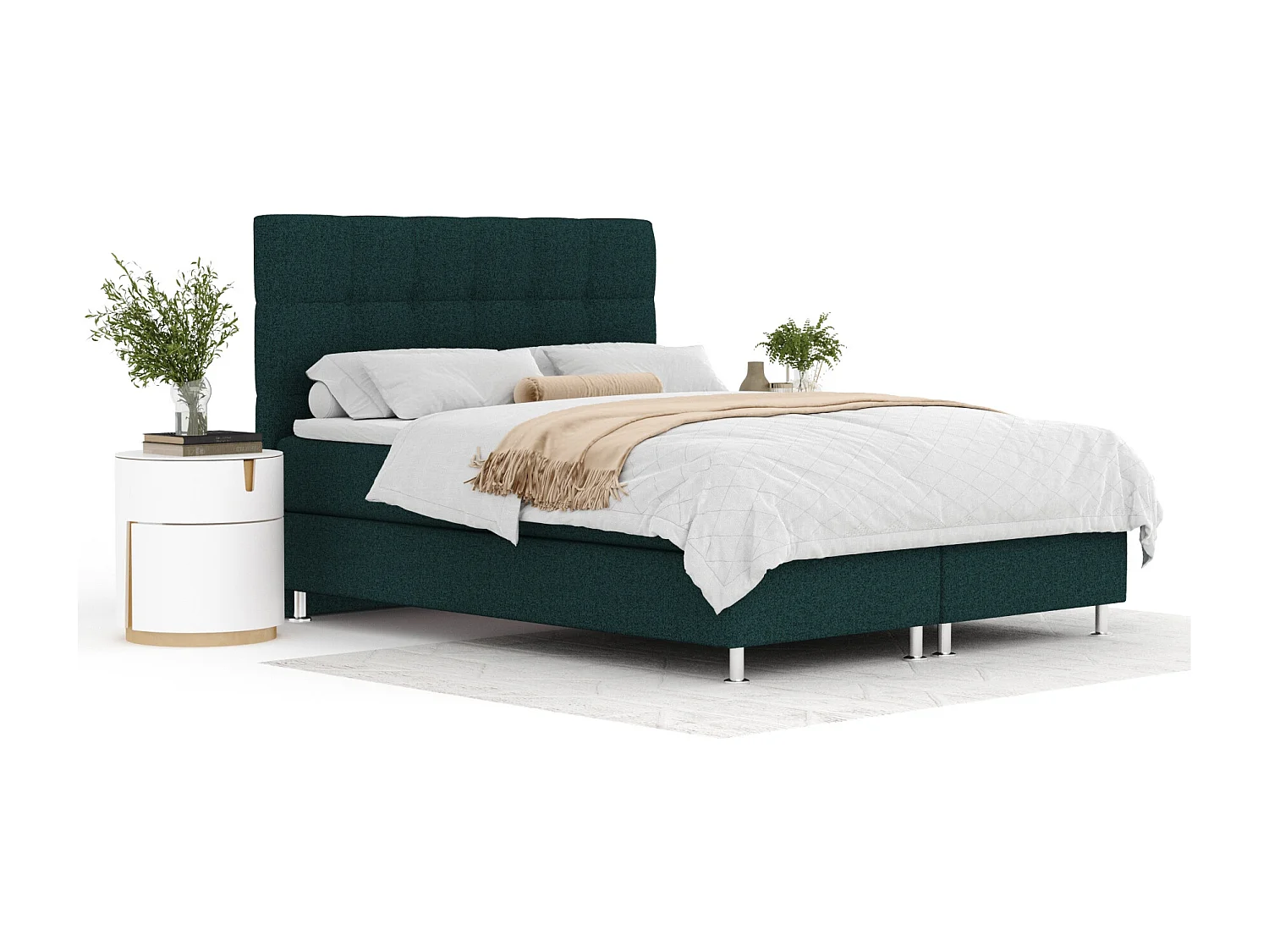 Lit boxspring en toile tissée Chanton - matelas - surmatelas - 200x200 cm - vert
