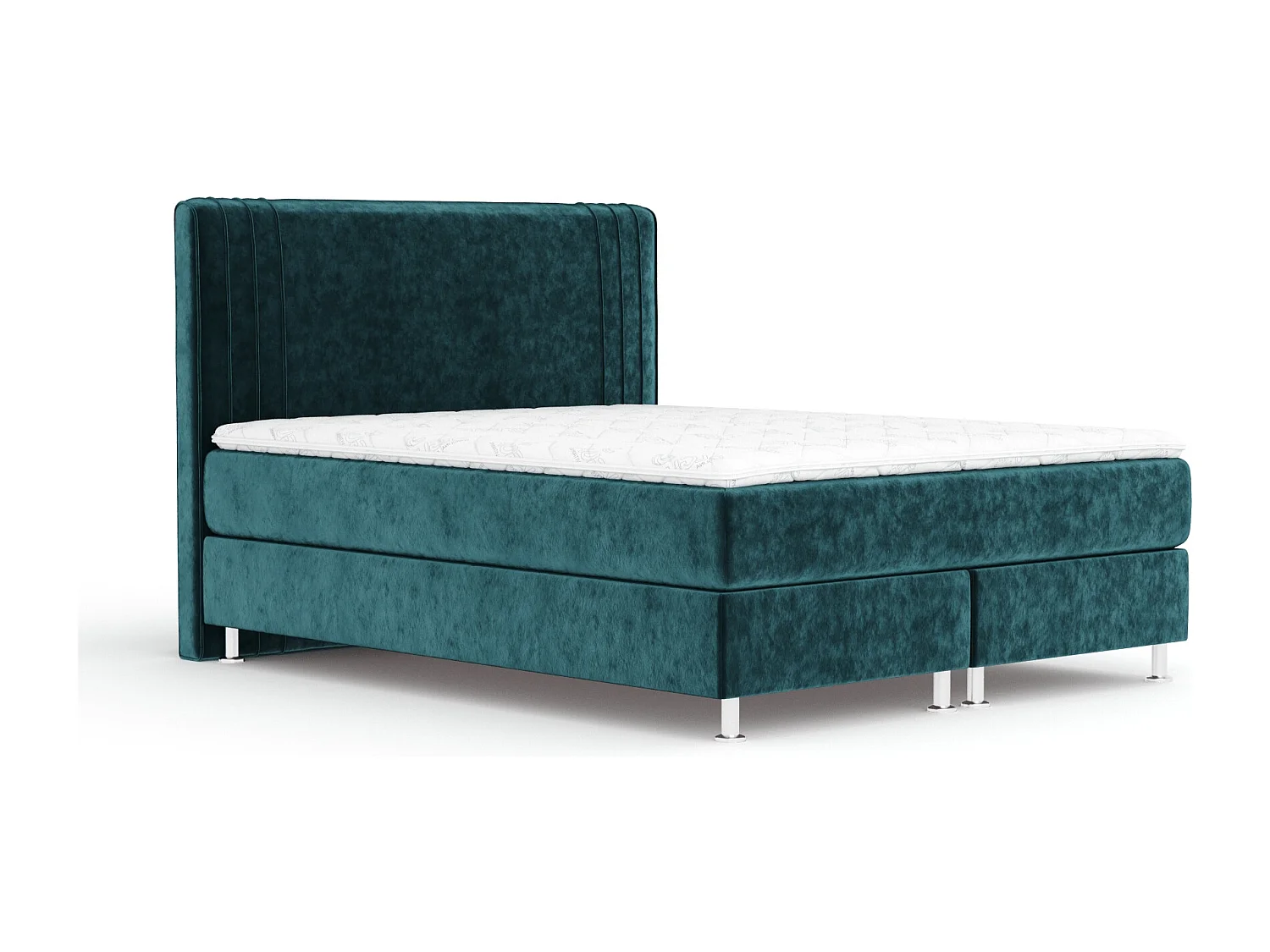 Boxspringbett aus Samtstoff Casone - Matratze - Topper - 160x200 cm - türkisfarben