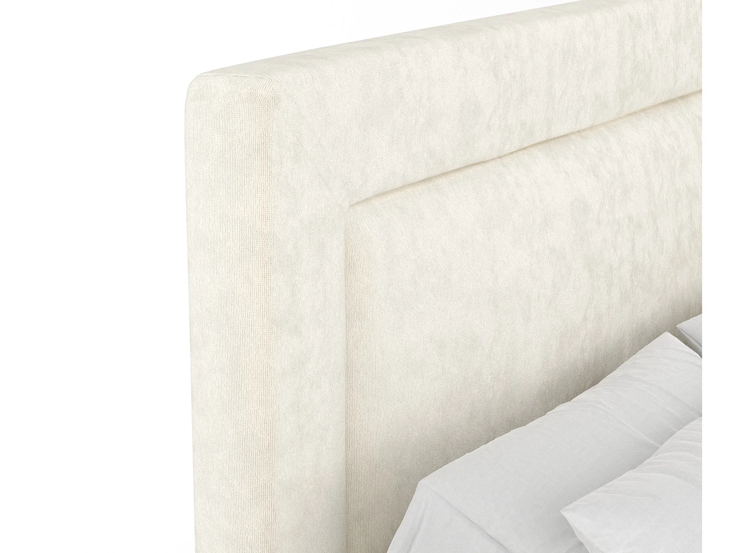 Boxspringbett aus Samtstoff Laguno - Matratze - Toppermatratze - 160x200 cm - creme