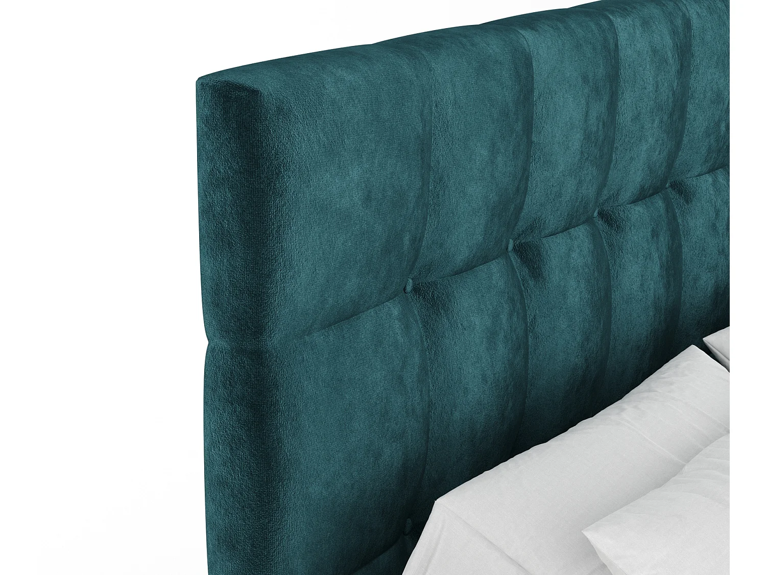 Boxspringbett aus Samtstoff Chanton - Matratze - Toppermatratze - 140x200 cm - türkisfarbe