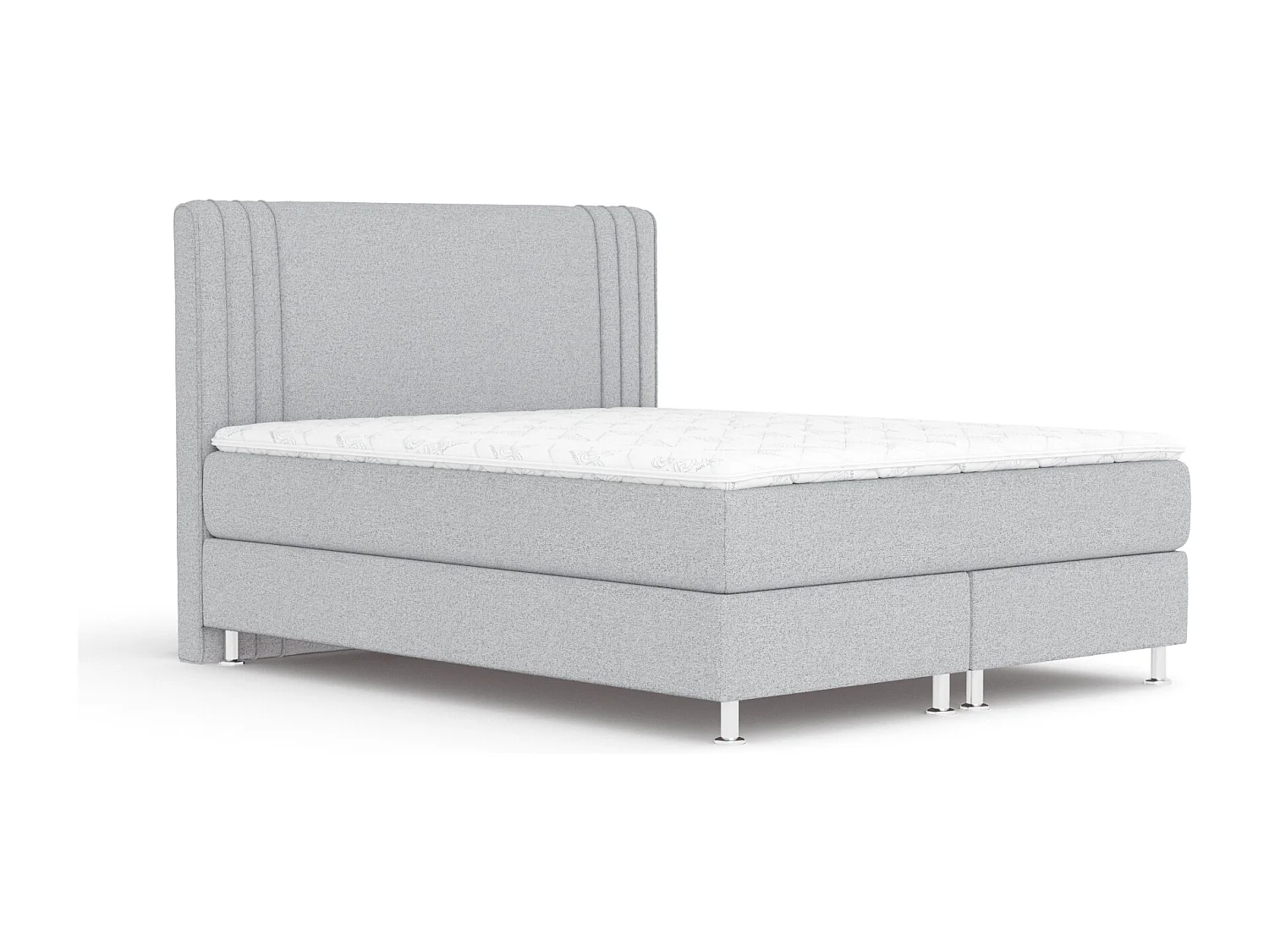 Boxspringbett aus Webstoff Casone - Matratze - Topper - 200x200 cm - hellgrau
