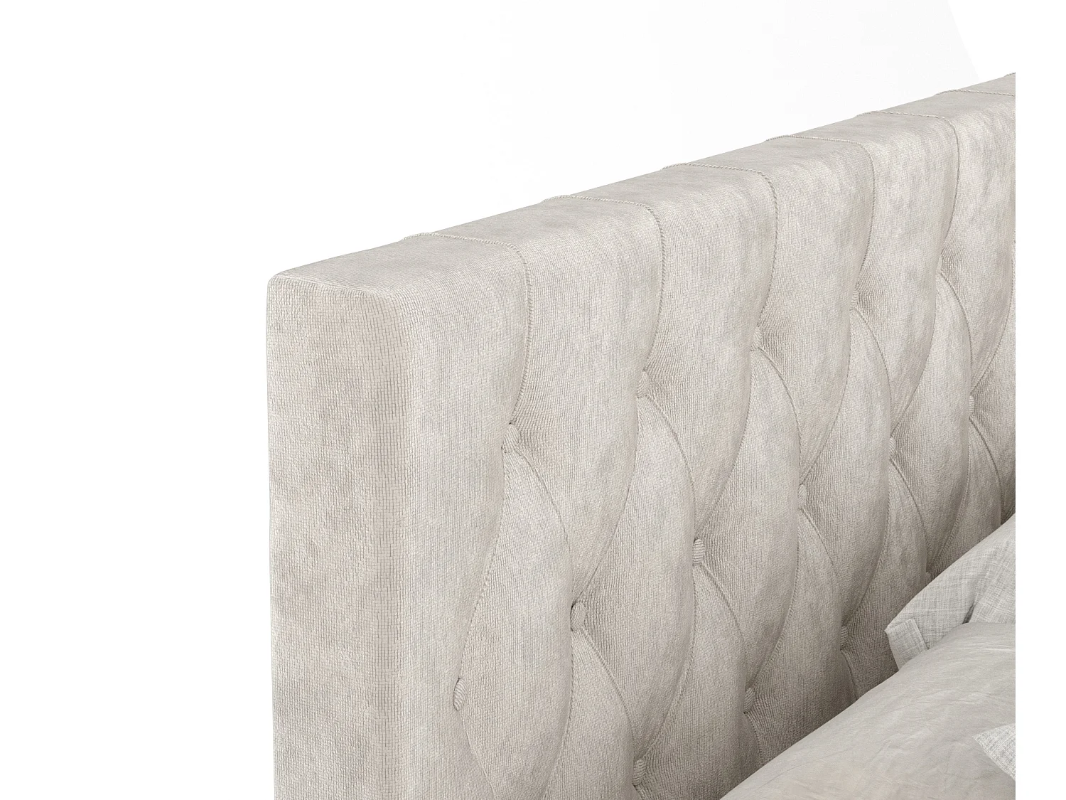 Łóżko boxspring w tkaninie welwetowej Excelsior - materac - topper - 140x200 cm - jasnobeżowy