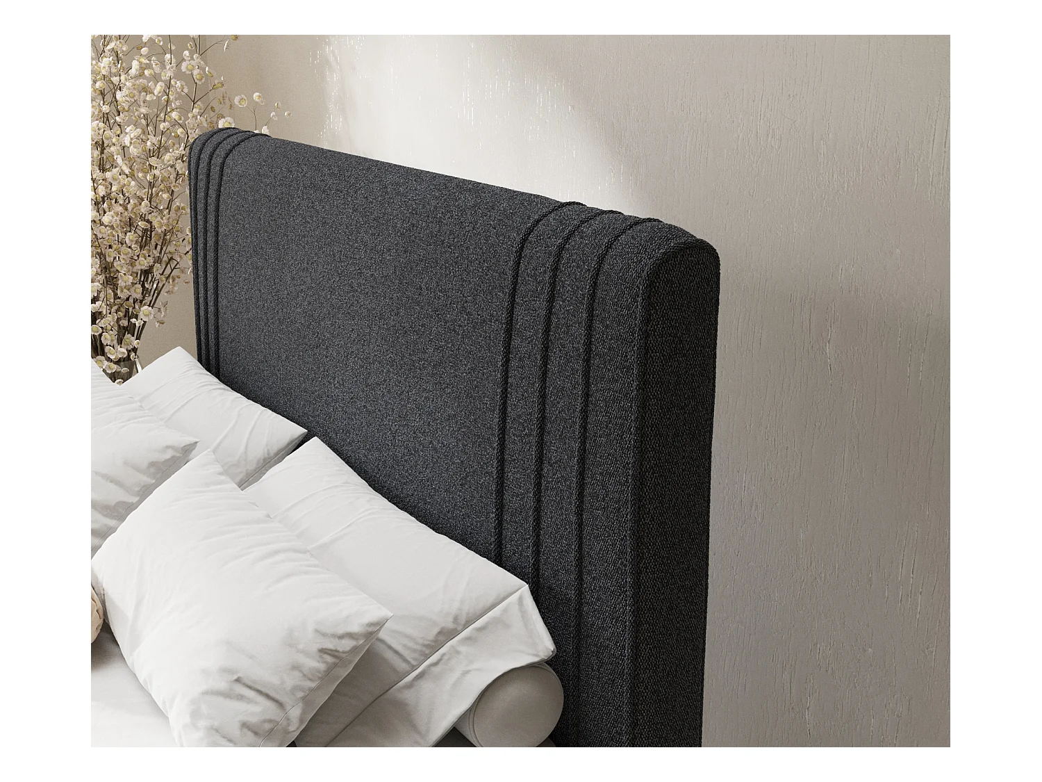 Boxspringbett aus Webstoff Casone - Matratze - Topper - 200x200 cm - schwarz