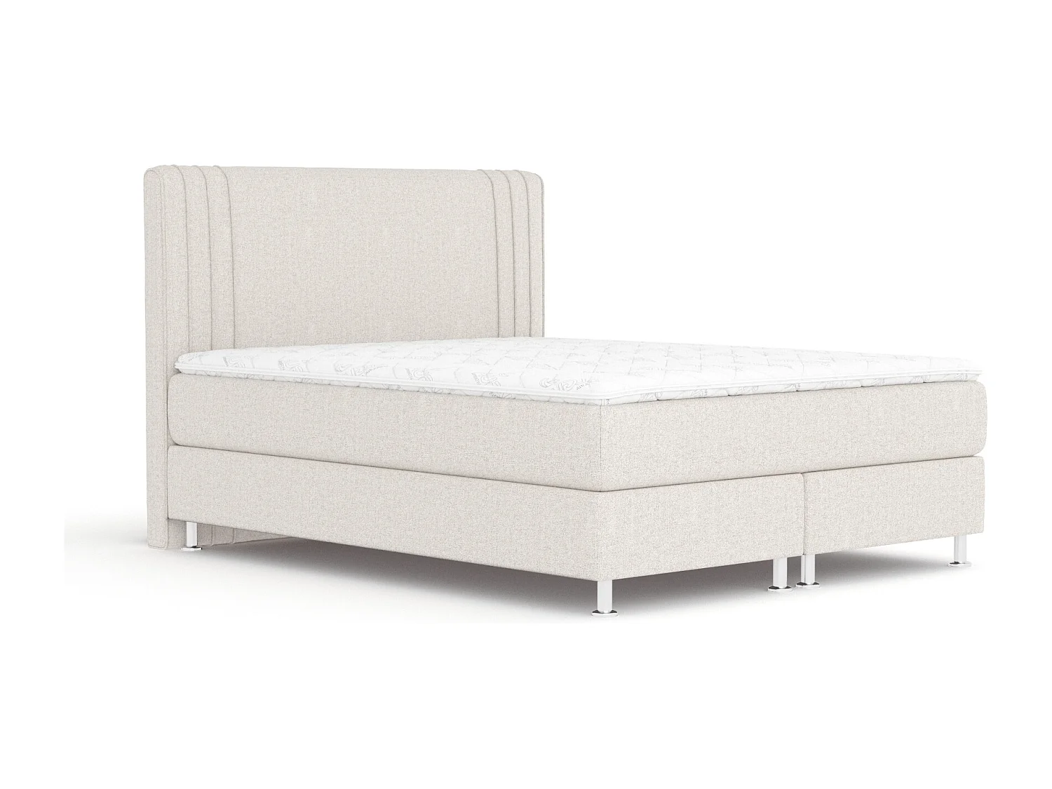 Boxspringbett aus Webstoff Casone - Matratze - Topper - 160x200 cm - beige