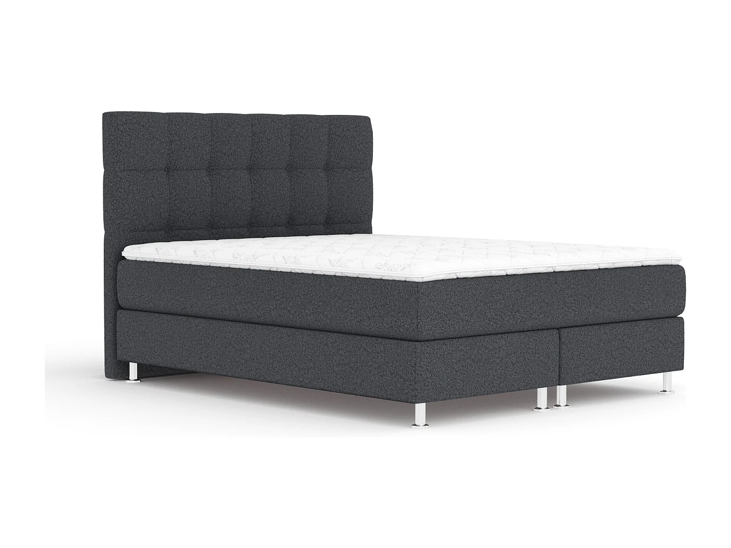 Boxspringbett aus Webstoff Chanton - Matratze - Toppermatratze - 180x200 cm - schwarz