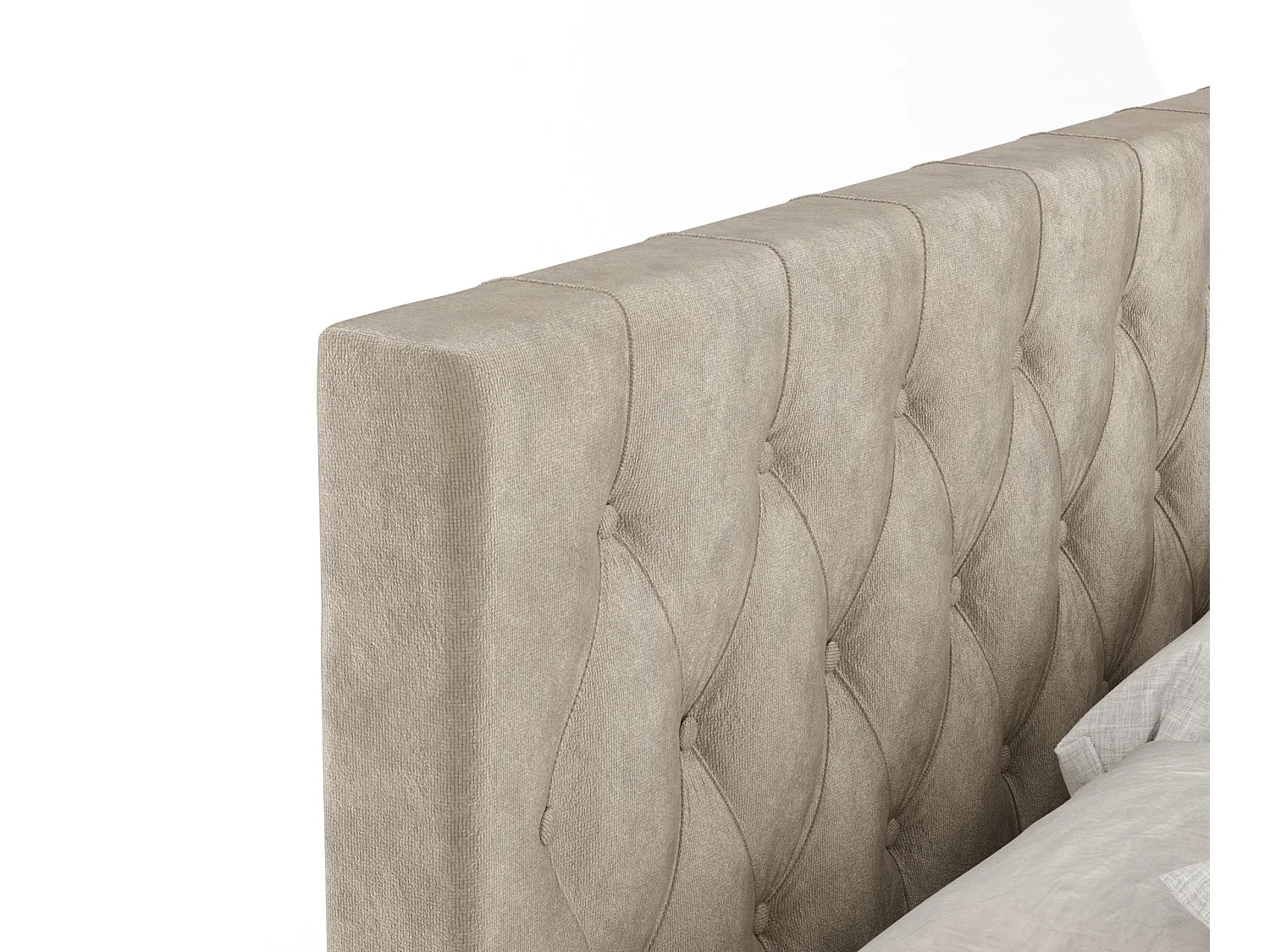 Boxspringbett aus Samtstoff Excelsior - Matratze - Toppermatratze - 180x200 cm - beige