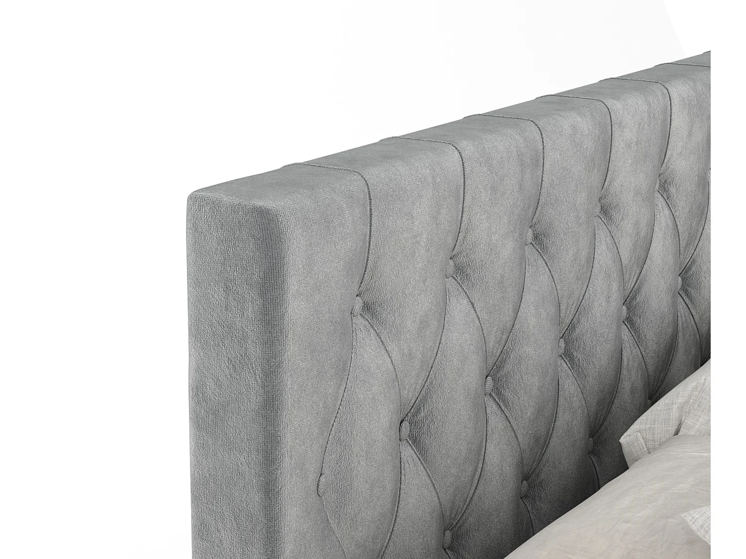 Lit boxspring en tissu velours Excelsior - matelas - surmatelas - 180x200 cm - gris