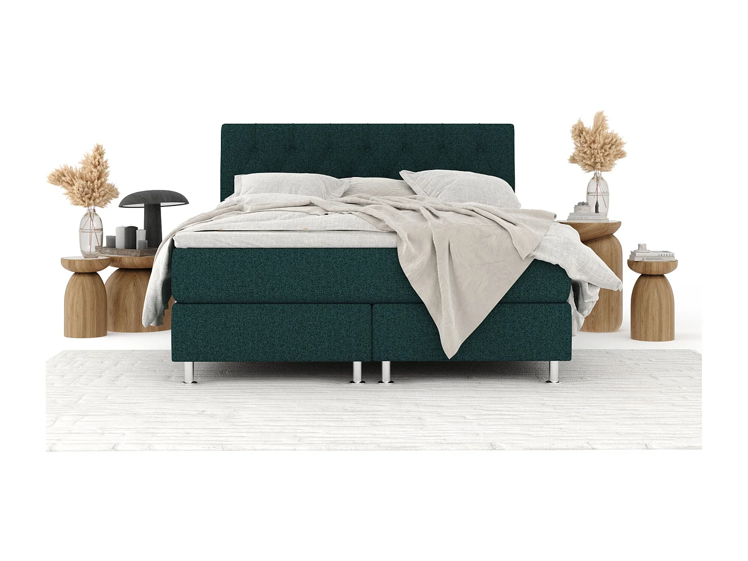 Lit boxspring en toile tissée Excelsior - matelas - surmatelas - 200x200 cm - vert