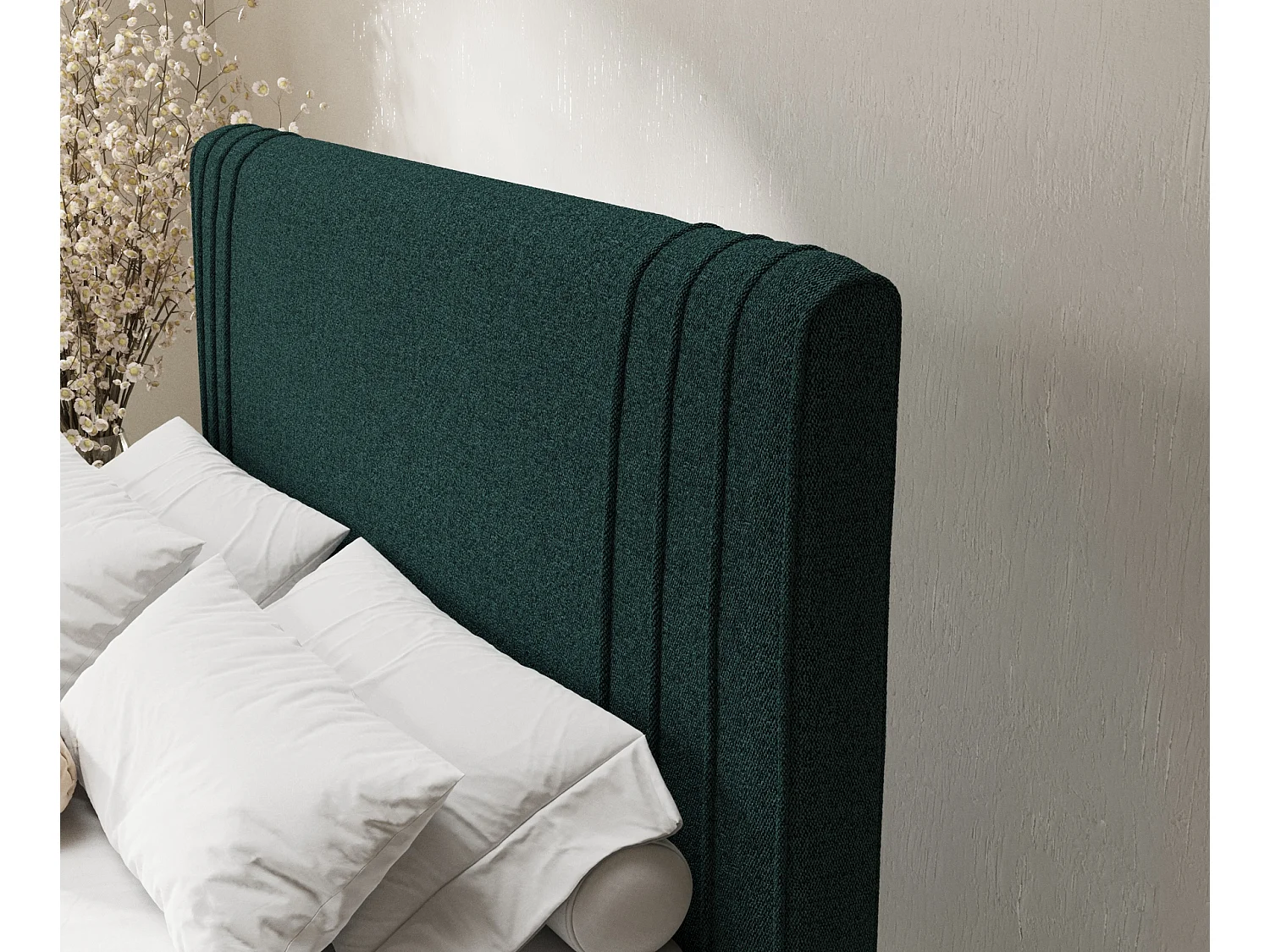 Lit boxspring en toile tissée Casone - matelas - surmatelas - 160x200 cm - vert