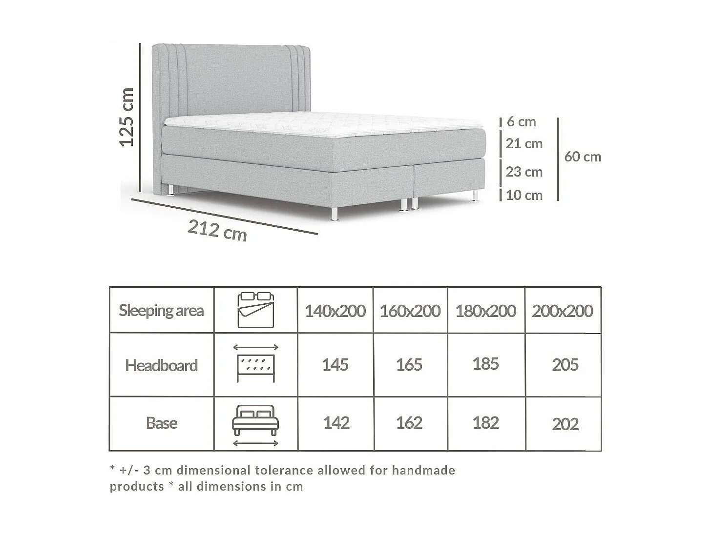 Lit boxspring en toile tissée Casone - matelas - surmatelas - 160x200 cm - vert