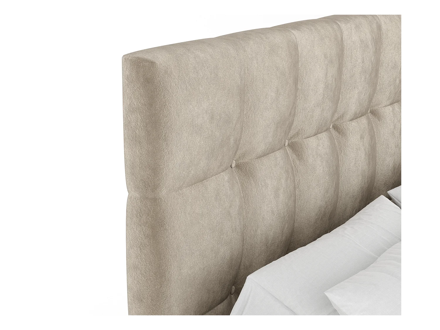Boxspringbett aus Samtstoff Chanton - Matratze - Toppermatratze - 160x200 cm - beige
