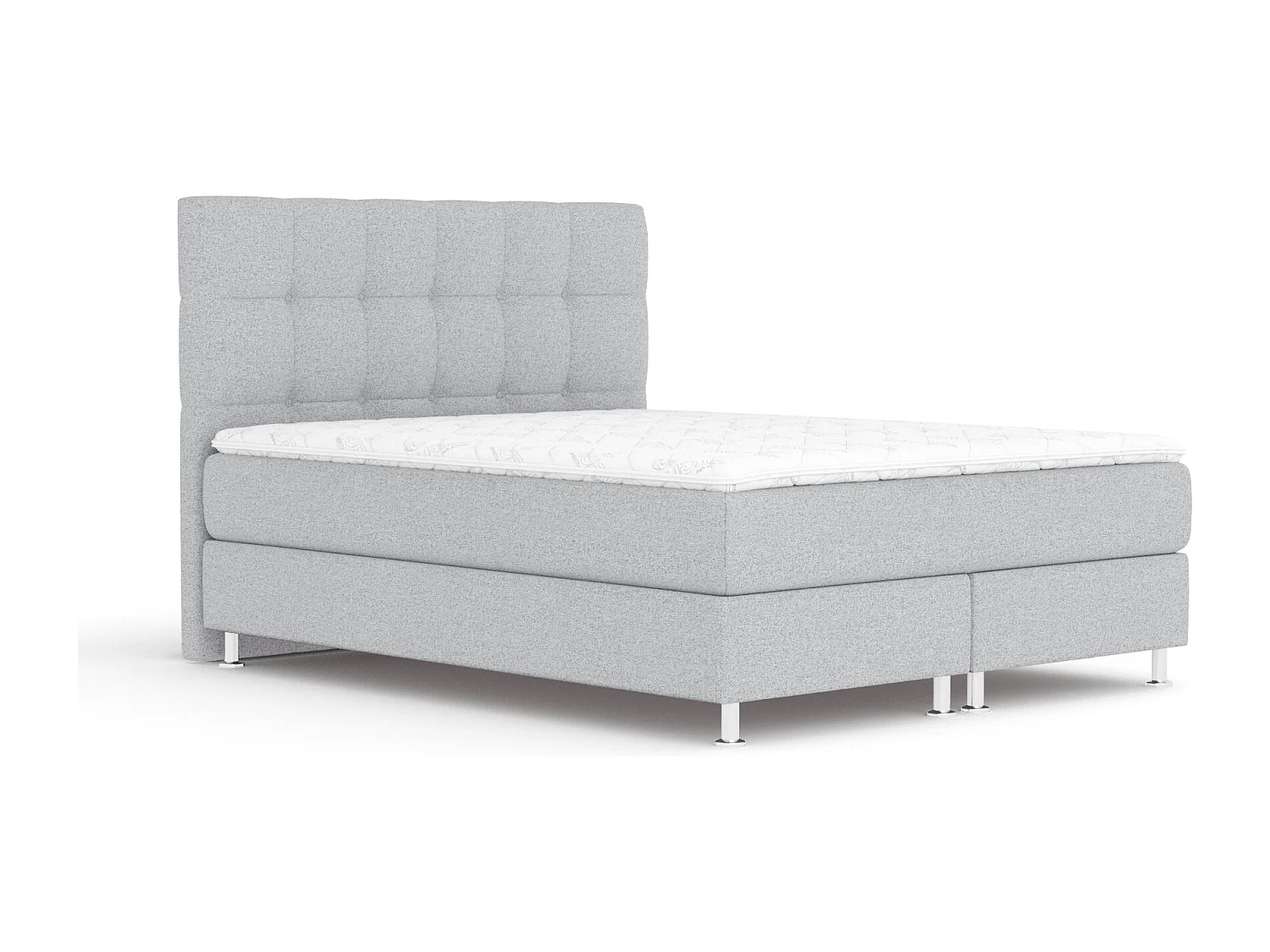 Boxspringbett aus Webstoff Chanton - Matratze - Toppermatratze - 140x200 cm - hellgrau